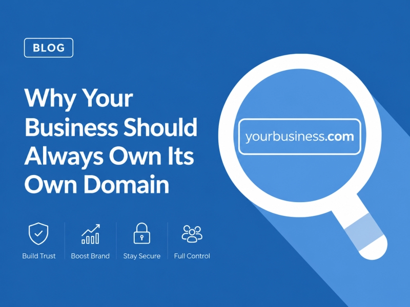 Small business owner checking website domain registration details on a laptop